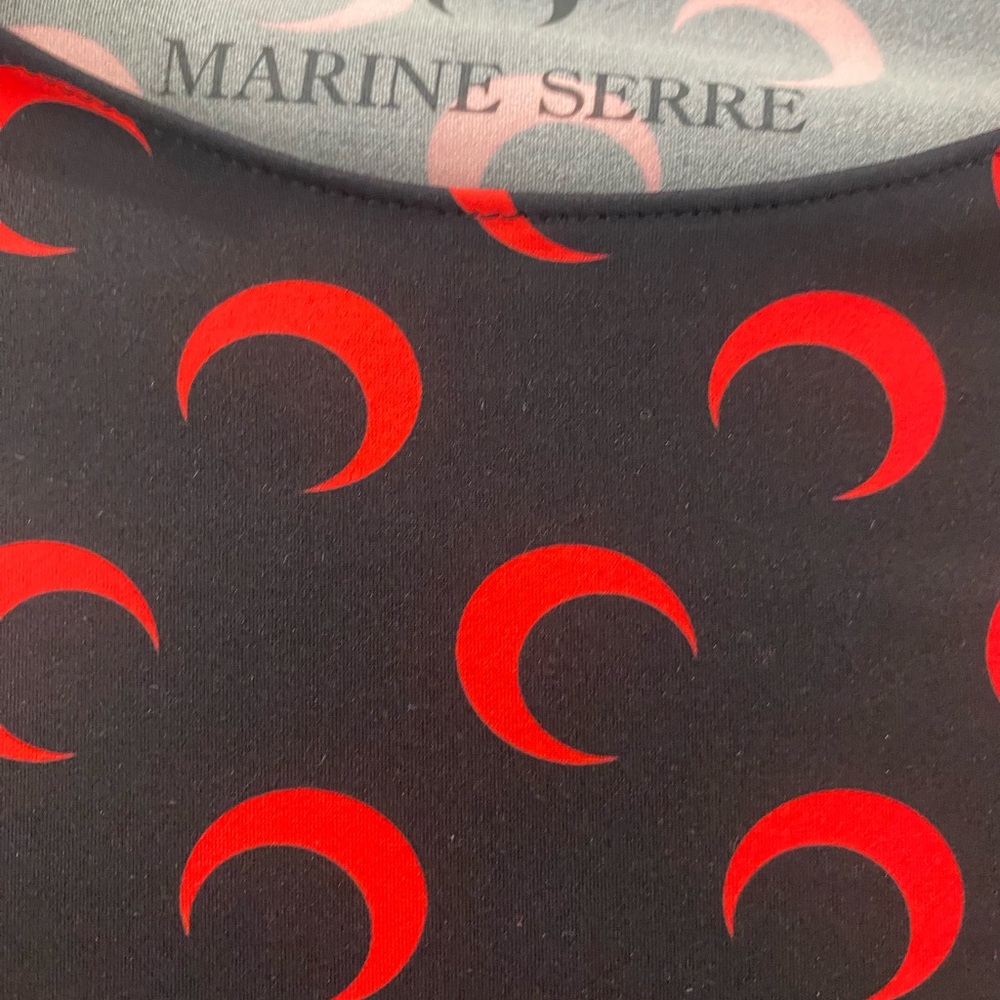 Marine Serre Black and Red Moon Printed crew neck Long Sleeve Top - Picture 4 of 5